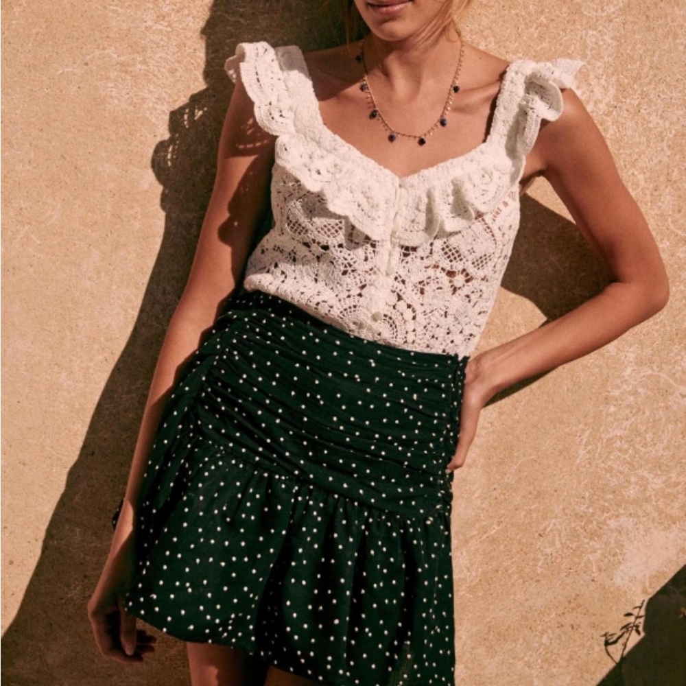 Sézane Julia Skirt - Black and White Polka Dot